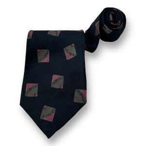 Paolo Da Ponte Made in Italy Silk Gray w/ Pink Square Neck Tie Size 3.5"W 56"L